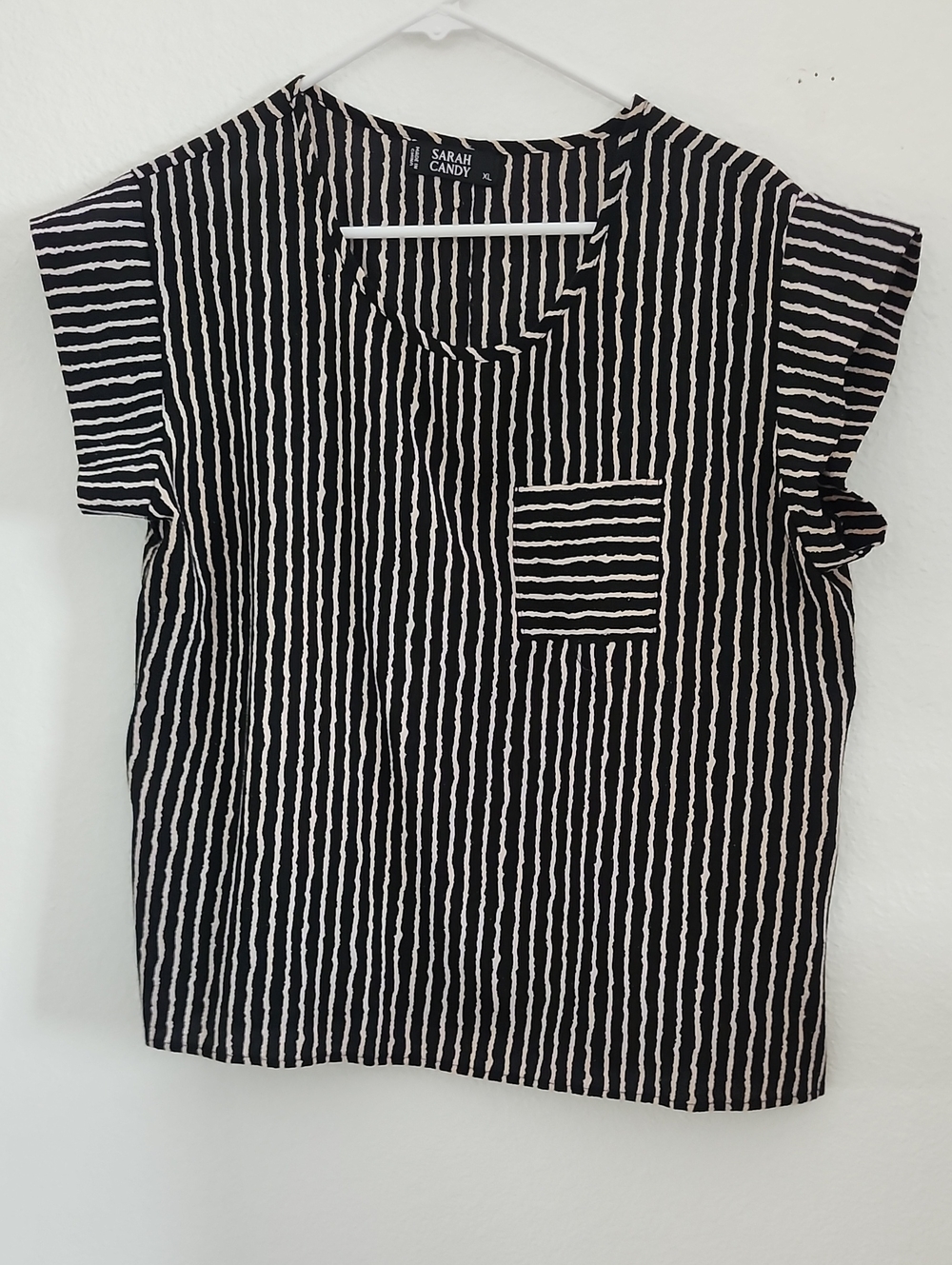 Black & White Striped Short Sleeve Blouse